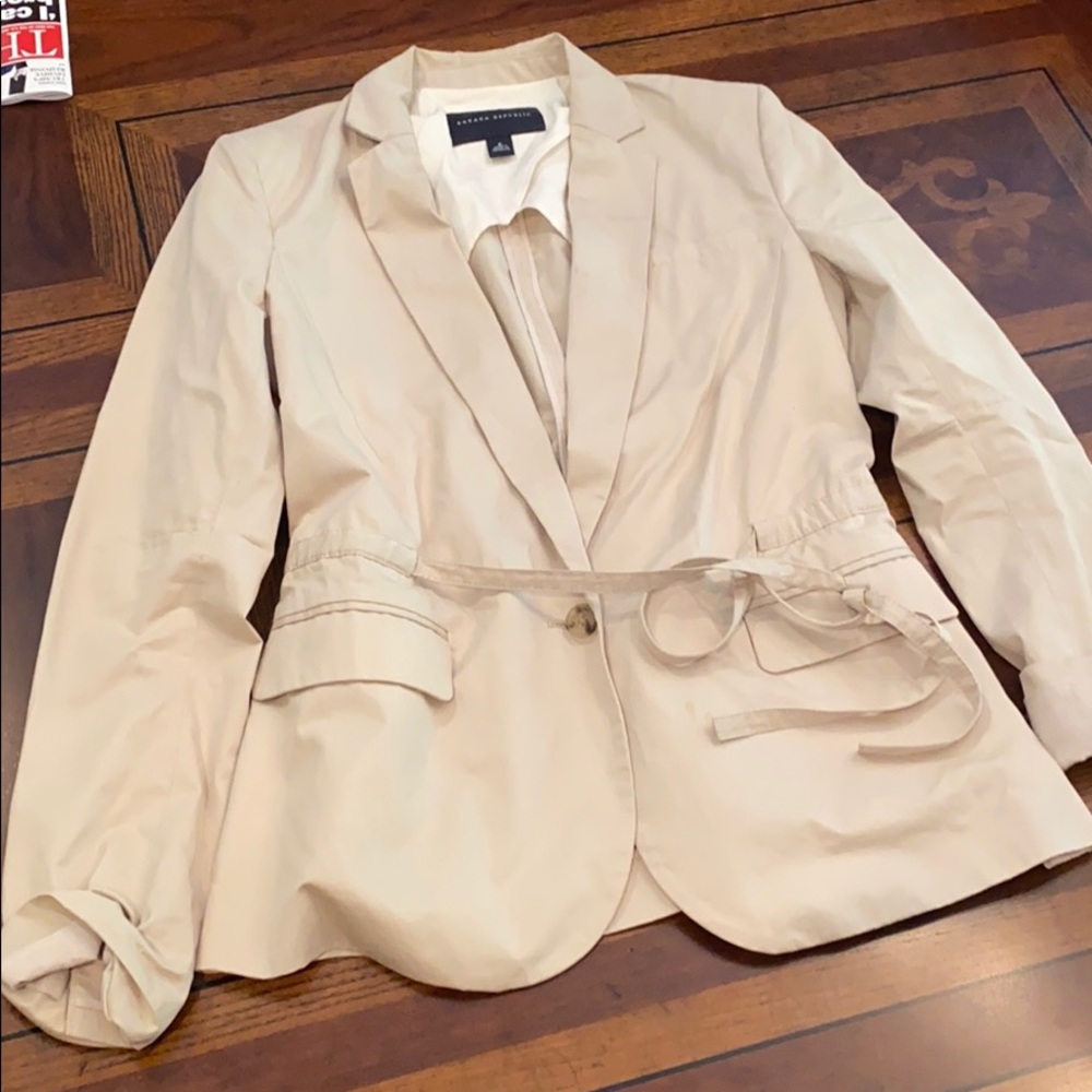 Banana Republic Khaki Blazer Drawstring Waist